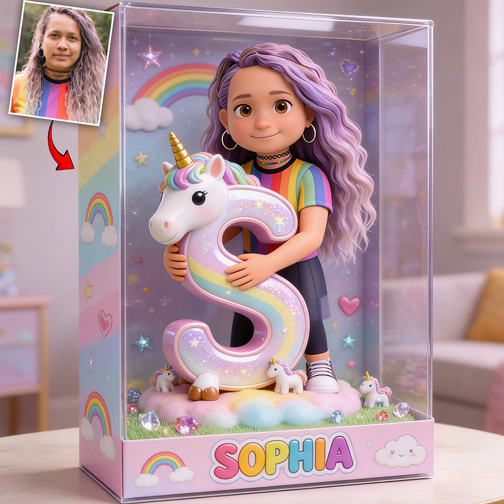 Unicorn Alphabet Letter & Custom Photo - Personalized Kid Custom Shaped Acrylic Plaque