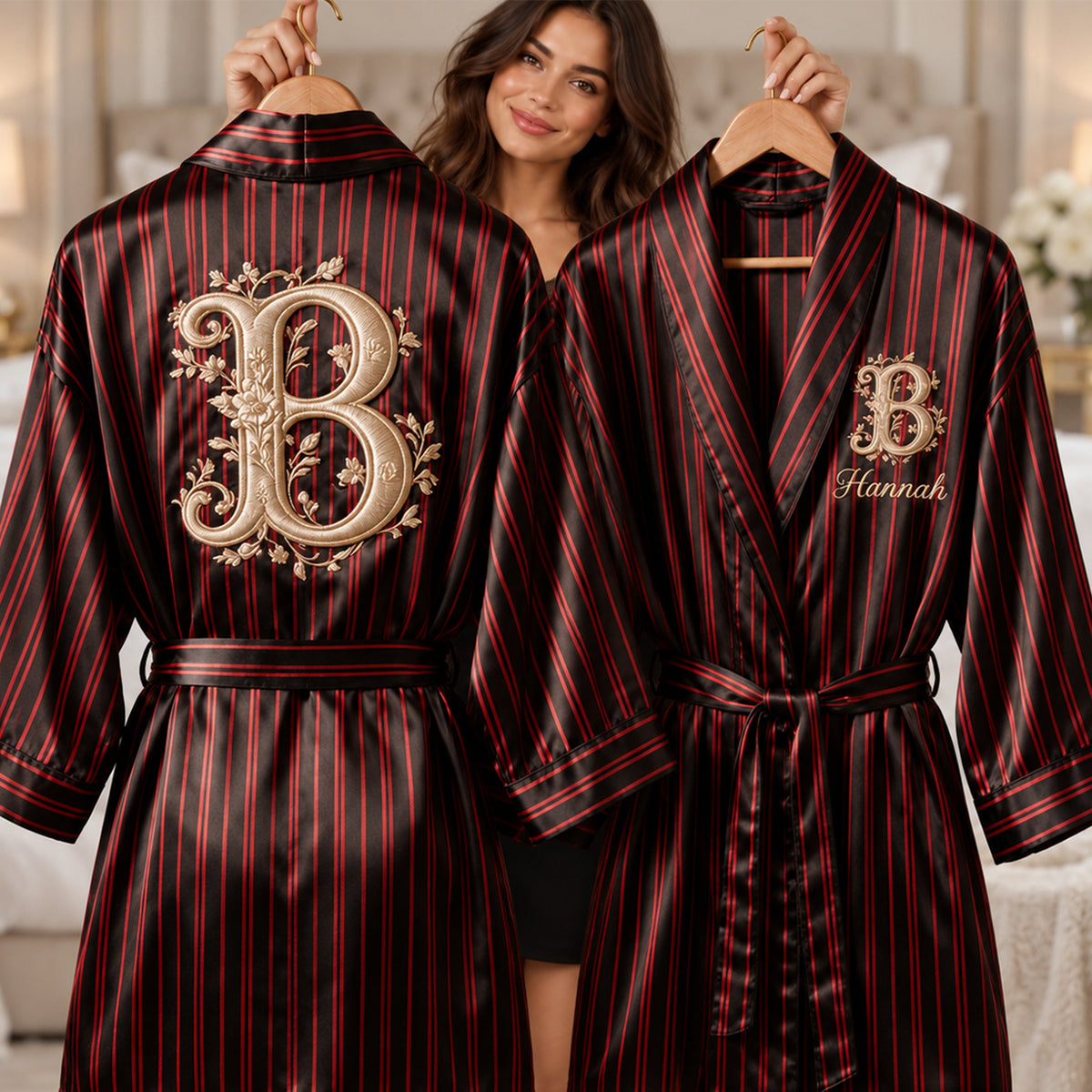 Luxury Initial Monogram - Personalized Self Love Satin Robe
