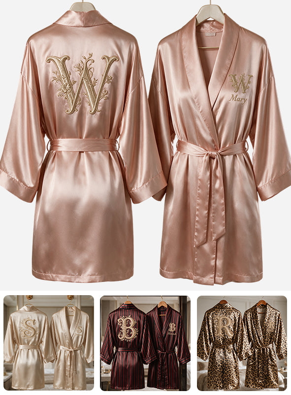 Luxury Initial Monogram - Personalized Self Love Satin Robe