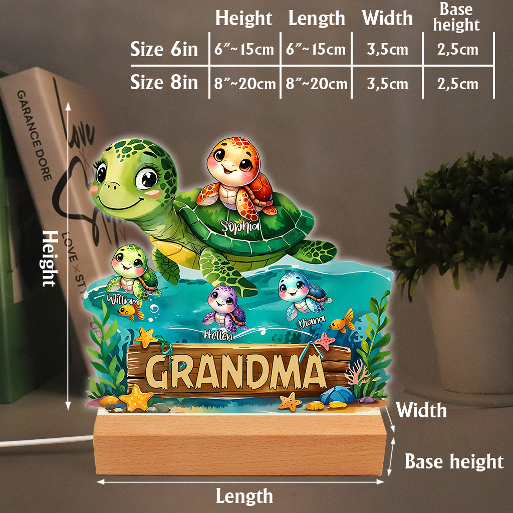 Swimming Through Life With Grandma’s Love - Personalized Grandma Shaped Plaque Light Base