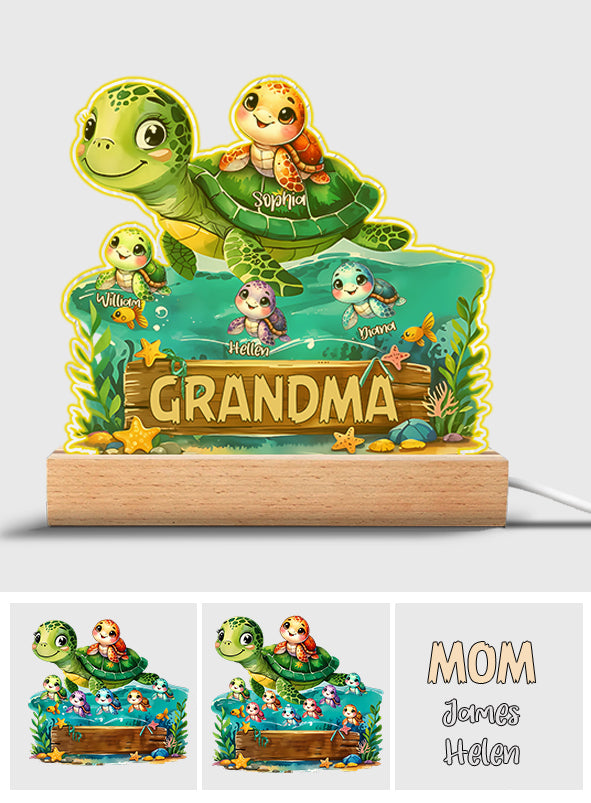 Swimming Through Life With Grandma’s Love - Personalized Grandma Shaped Plaque Light Base