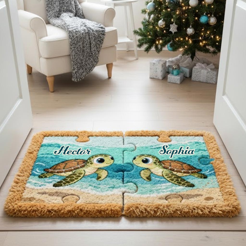 Perfect Gift For Couple - Personalized Turtle Non-Slip Tufted Rug