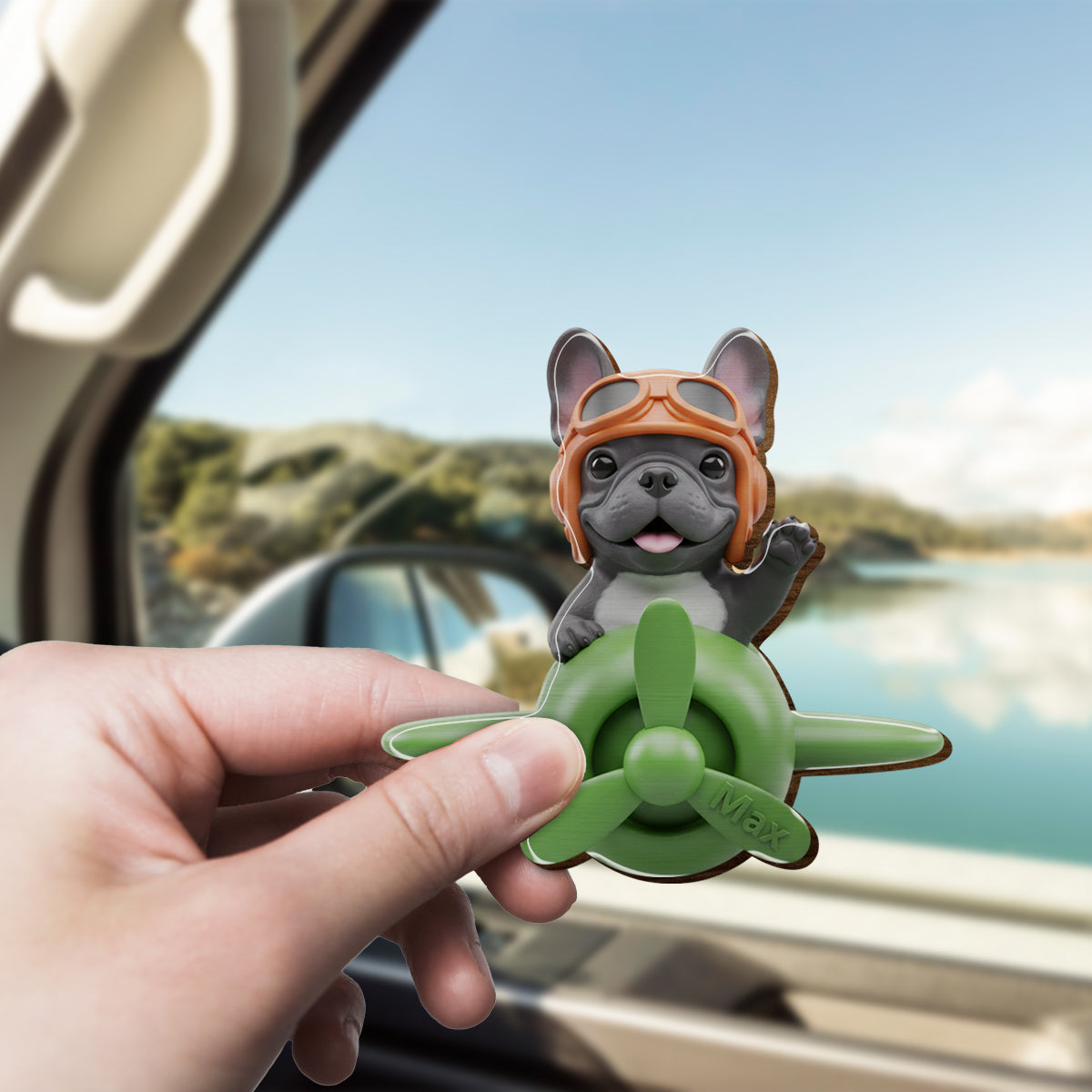 Any Photo Flying Airplane - Personalized Dog Shaped Car Visor Clip