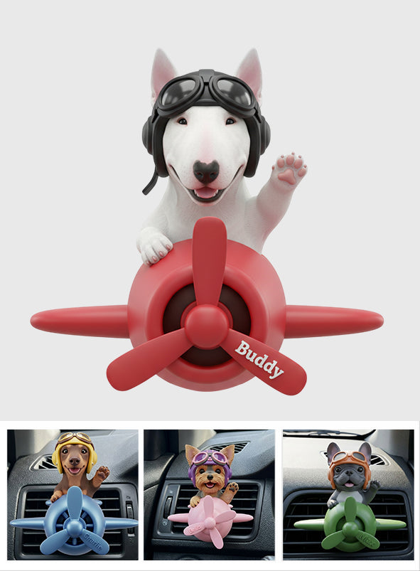 Any Photo Flying Airplane - Personalized Dog Shaped Car Visor Clip
