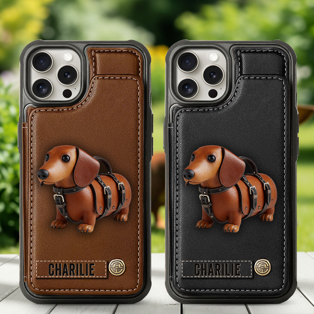 Cute Dachshund - Personalized Dog Wallet Phone Case