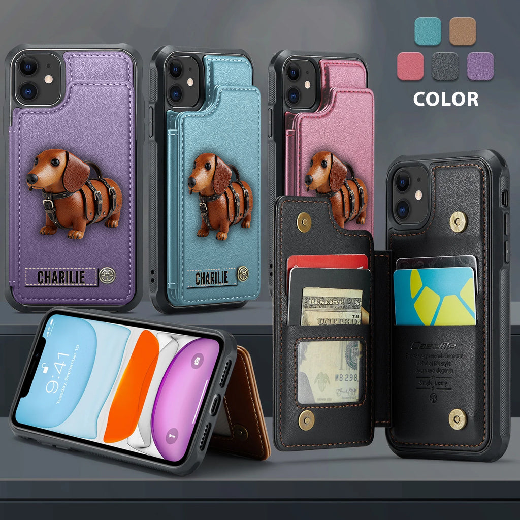 Cute Dachshund - Personalized Dog Wallet Phone Case