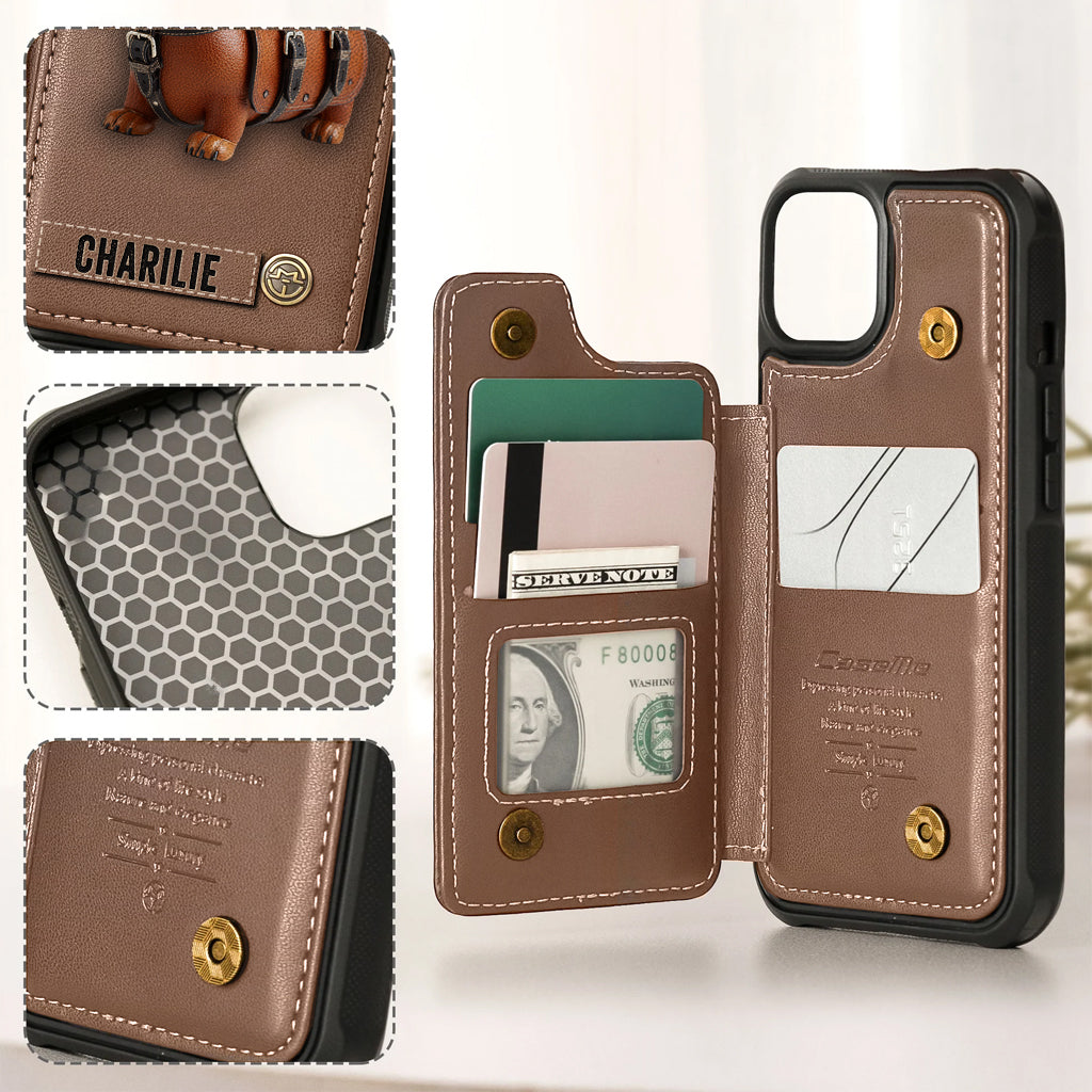 Cute Dachshund - Personalized Dog Wallet Phone Case