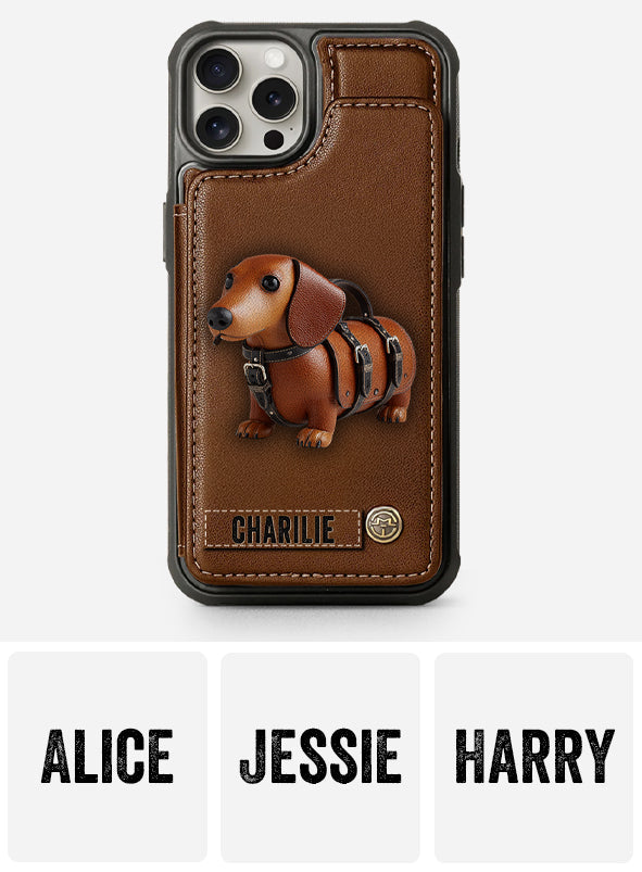 Cute Dachshund - Personalized Dog Wallet Phone Case