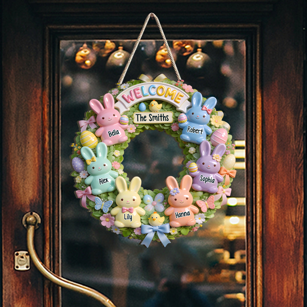 Easter Family - Personalized Family Custom Shaped Wood Sign