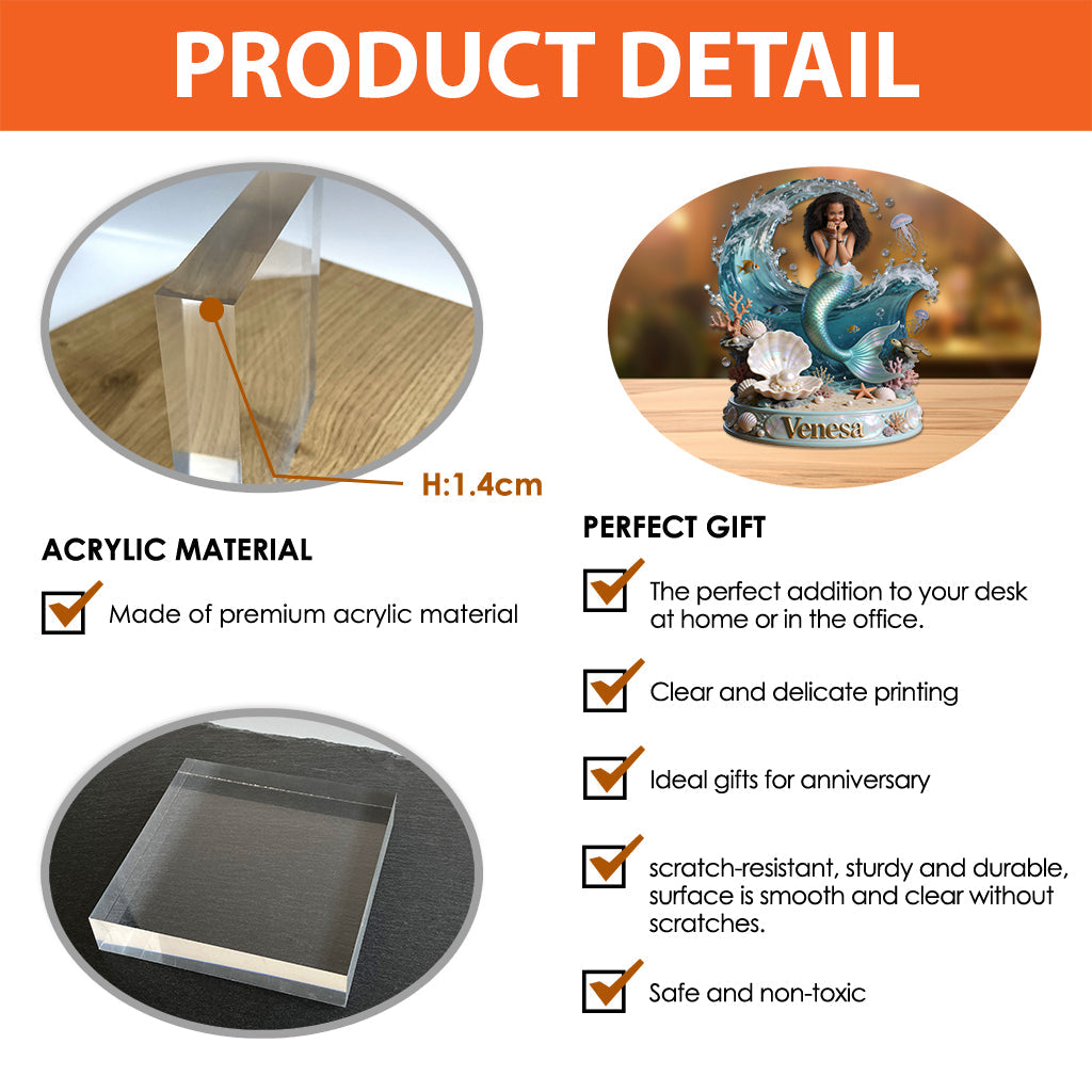 Mermaid Princess - Personalized Mermaid Custom Shaped Acrylic Plaque