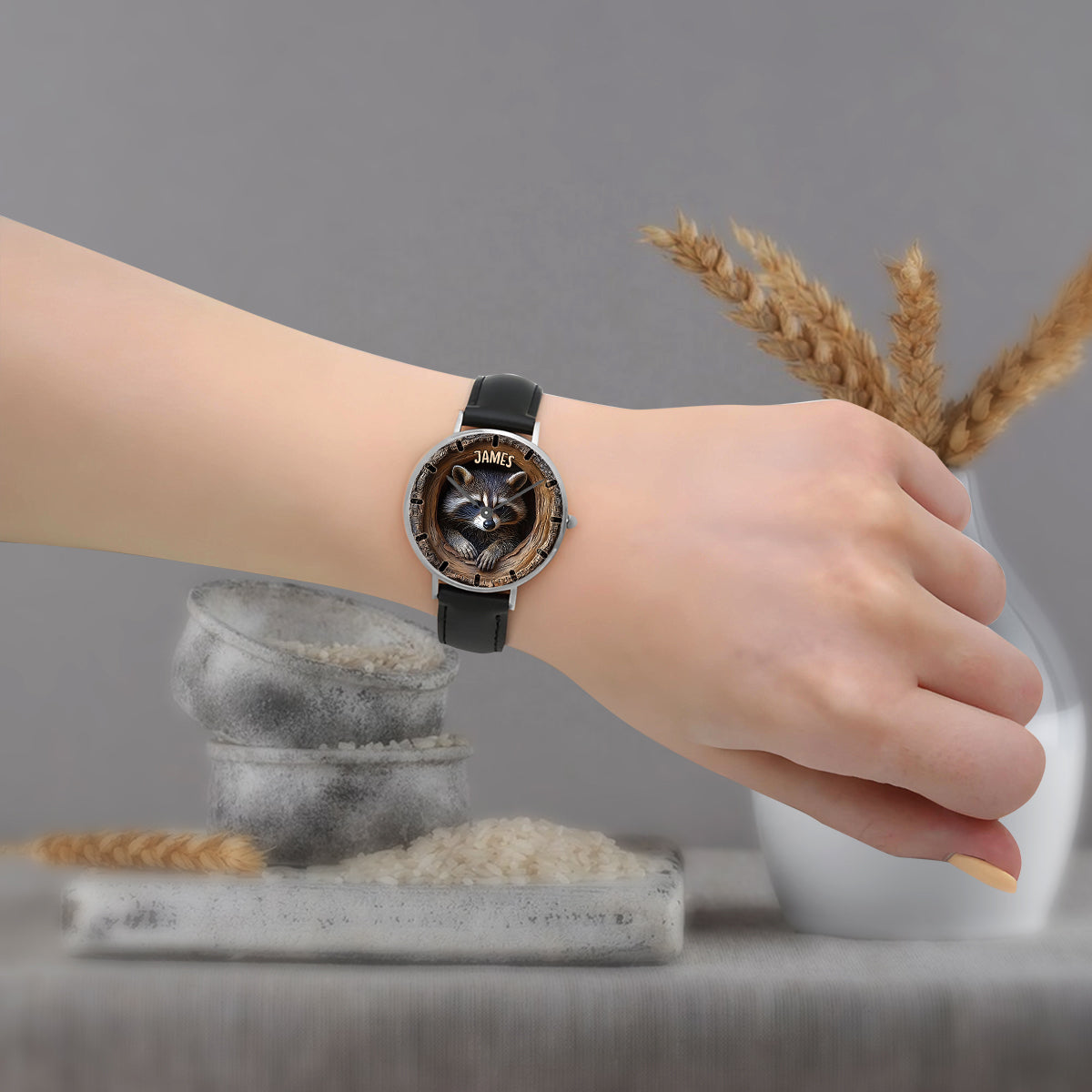 Adorable Raccoon - Personalized Raccoon Hand Watch