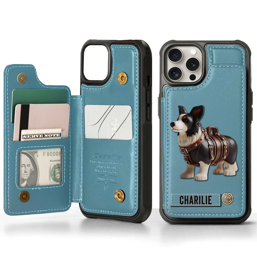 Cute Border Collie - Personalized Dog Wallet Phone Case