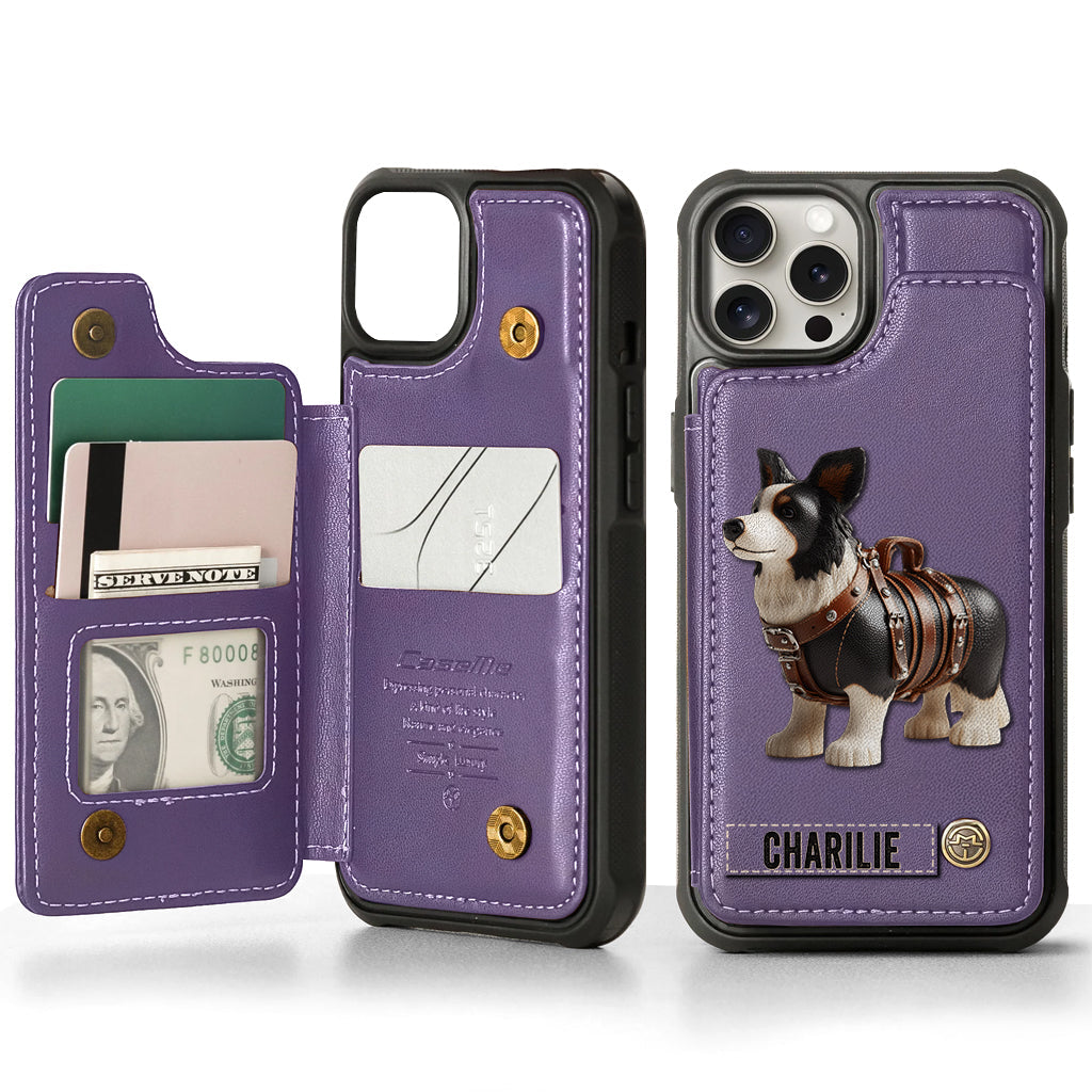 Cute Border Collie - Personalized Dog Wallet Phone Case