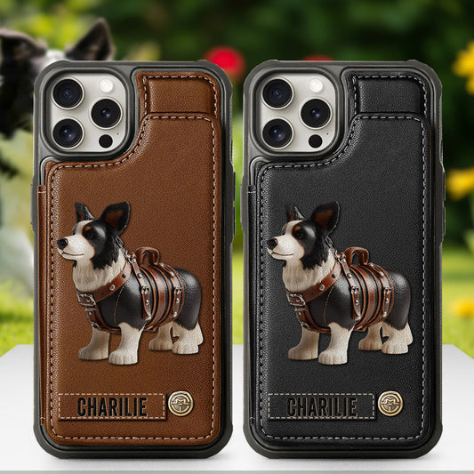 Cute Border Collie - Personalized Dog Wallet Phone Case