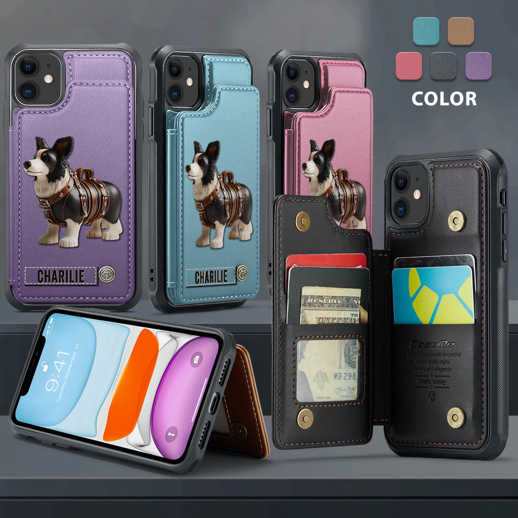 Cute Border Collie - Personalized Dog Wallet Phone Case