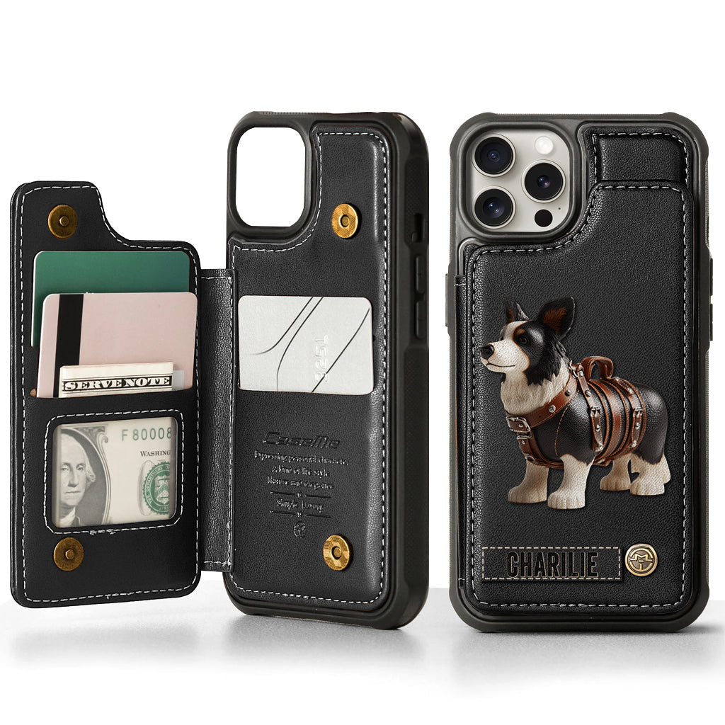 Cute Border Collie - Personalized Dog Wallet Phone Case