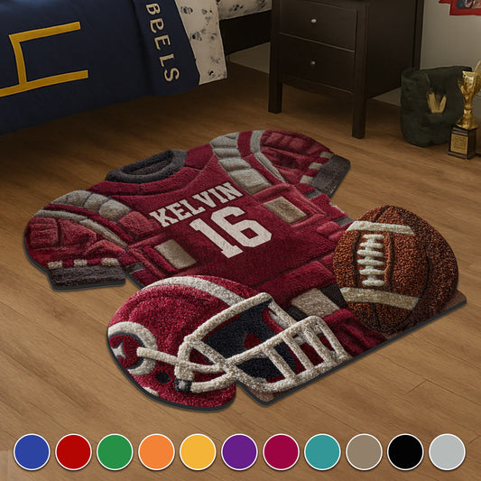 Love Football - Personalized Football Non-Slip Tufted Rug