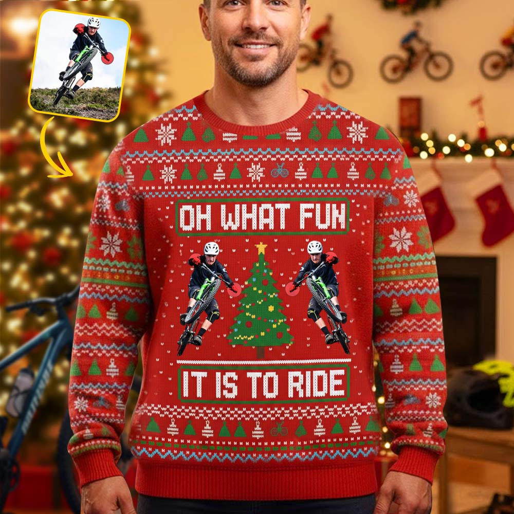 Oh What Fun It Is To Ride Jumpe - Personalized Cycling Ugly Sweater