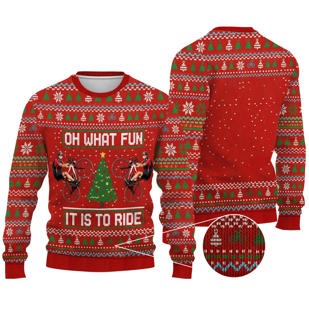 Oh What Fun It Is To Ride Jumpe - Personalized Cycling Ugly Sweater