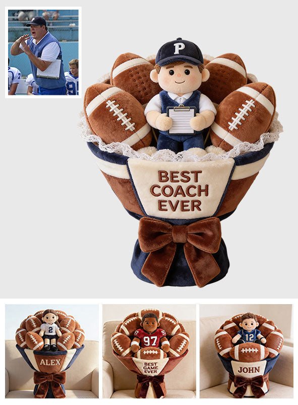 Love American Football Plush Bouquet - Personalized Football Premium Faux Fur Pillow