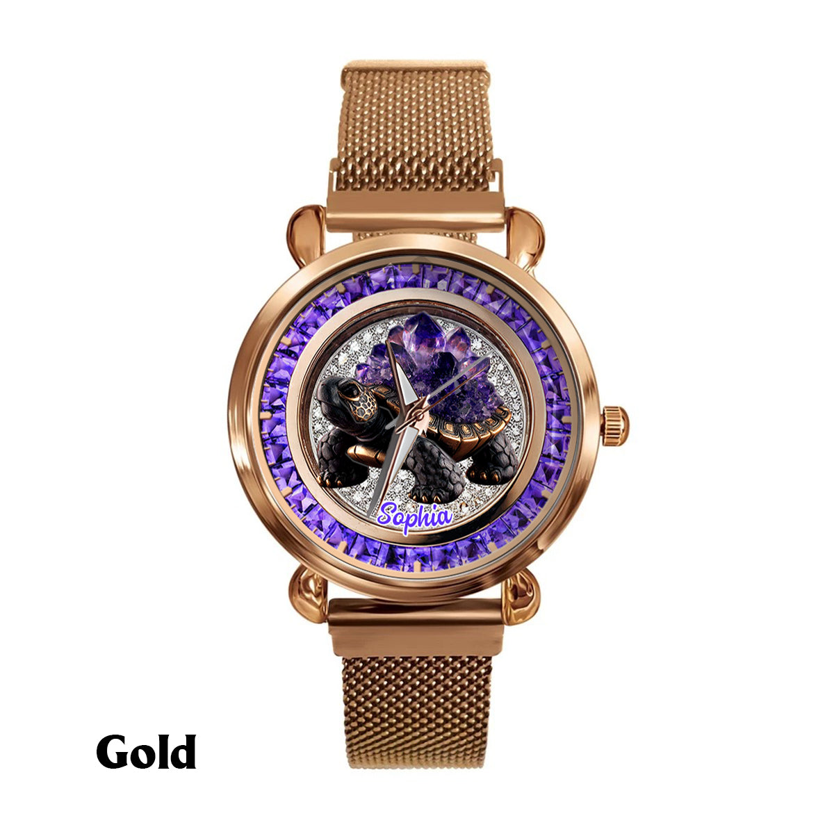 Amethyst/ Rose Quartz/ Ruby/... Style Turtle - Personalized Turtle Women Hand Watch