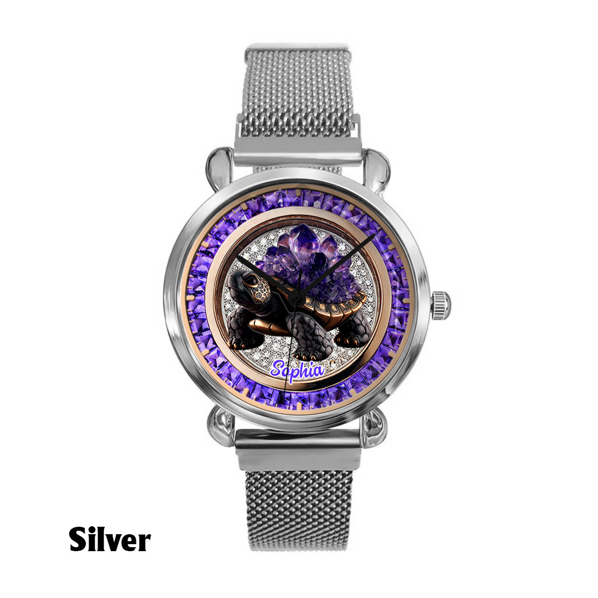 Amethyst/ Rose Quartz/ Ruby/... Style Turtle - Personalized Turtle Women Hand Watch