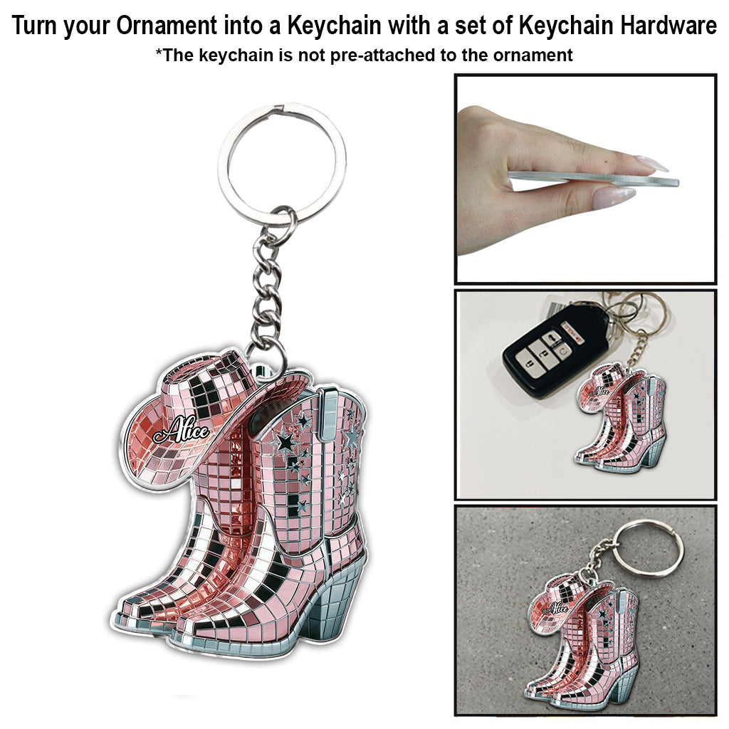 Cowgirl Boots And Hat - Personalized Cowgirl Ornament