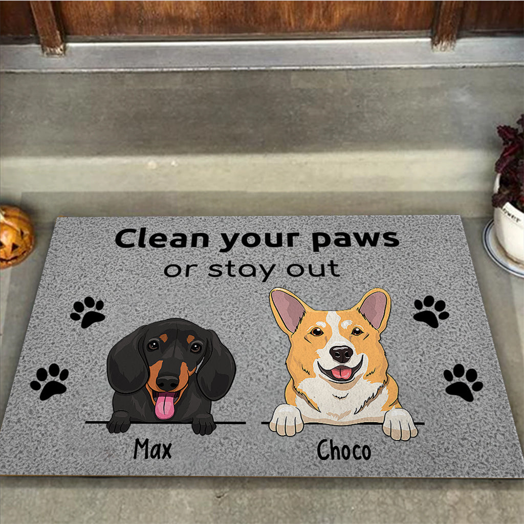 Clean Your Paws Or Stay Out - Personalized Dog Doormat