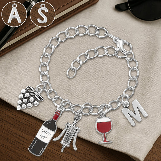 Love Wine - Personalized Wine Bracelet With Charms