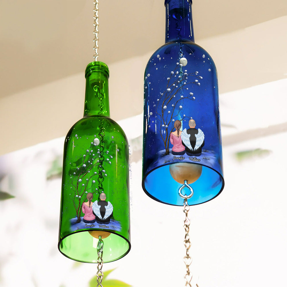 Hear The Wind And Think Of Me - Personalized Memorial Wine Bottle Wind Chime