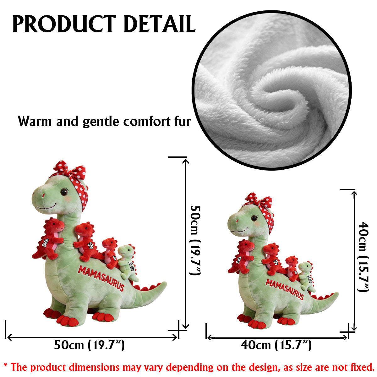 Mamasaurus Gift For Mom Grandma - Personalized Mother Faux Fur Shaped Pillow