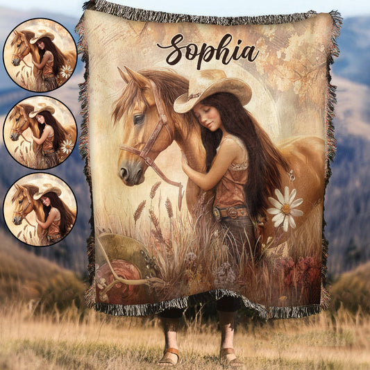 Horse Lovers - Personalized Horse Woven Blanket