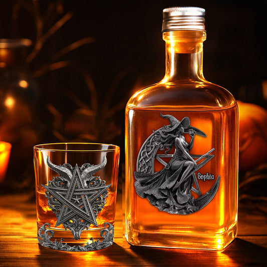 Witch Way To The Wiskey - Personalized Witch Whiskey Bottle & Glass