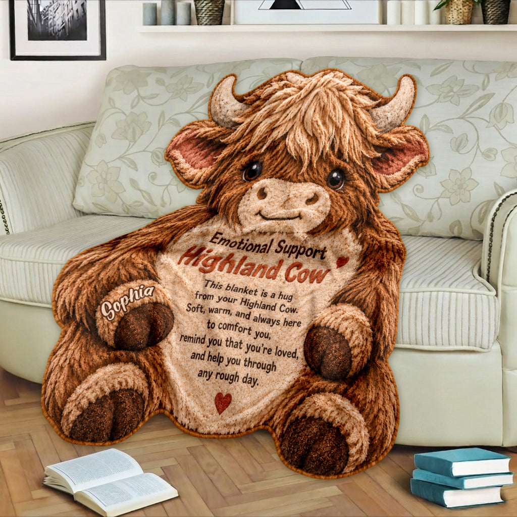 You're Doing Great Cute Highland Cow - Personalized Highland Cow Shaped Fleece Blanket