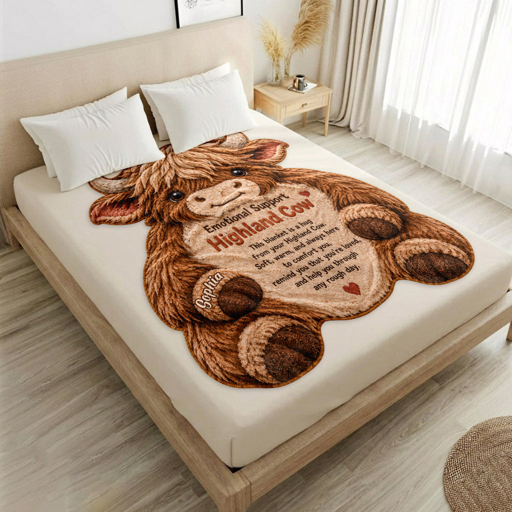 You're Doing Great Cute Highland Cow - Personalized Highland Cow Shaped Fleece Blanket