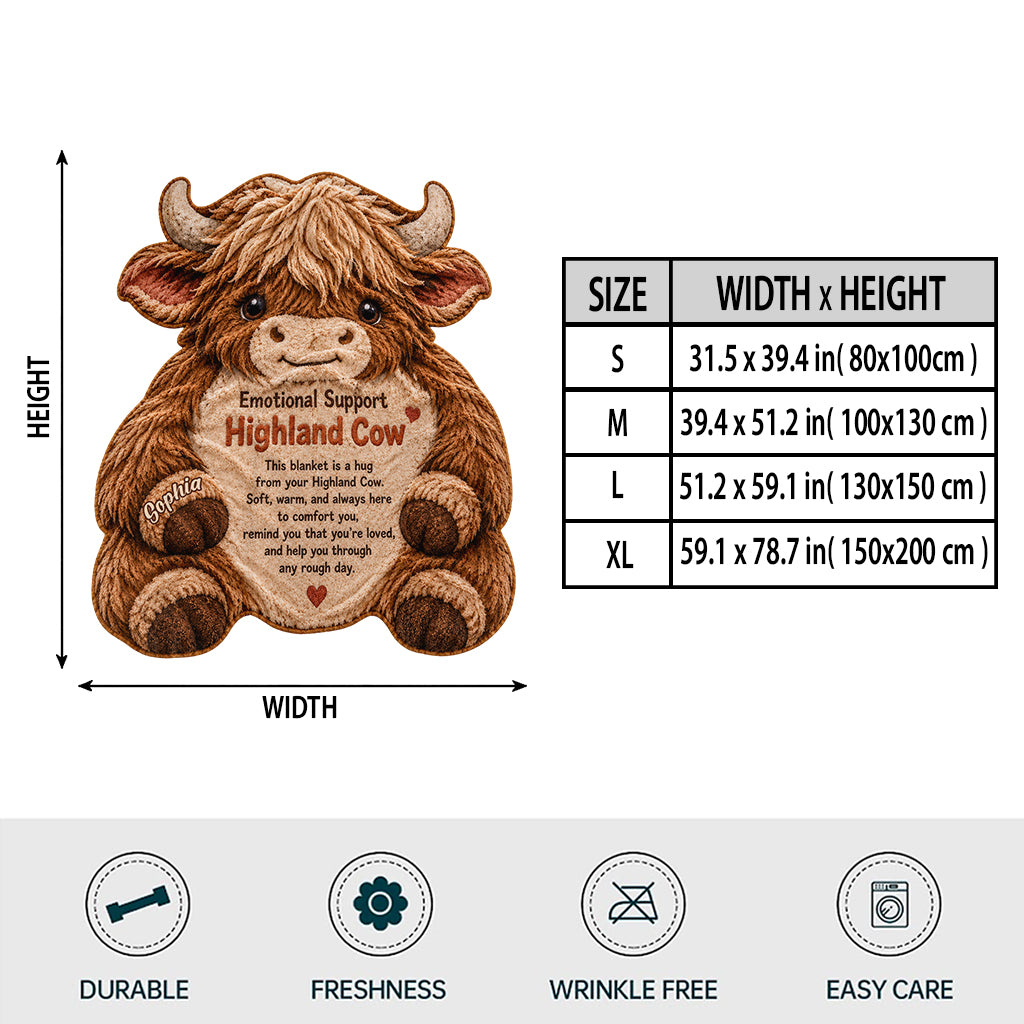 You're Doing Great Cute Highland Cow - Personalized Highland Cow Shaped Fleece Blanket