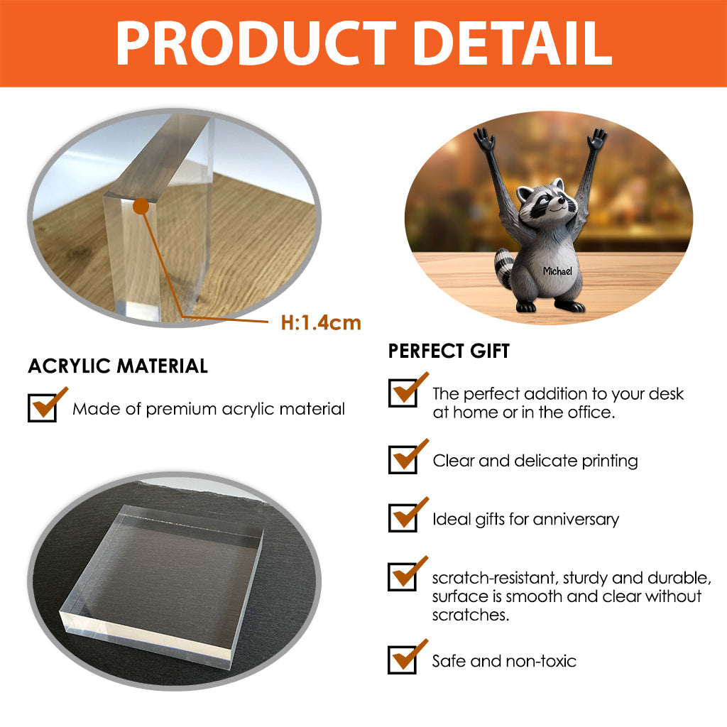 Funny Raccoon Bathroom Deccor - Personalized Raccoon Custom Shaped Acrylic Plaque