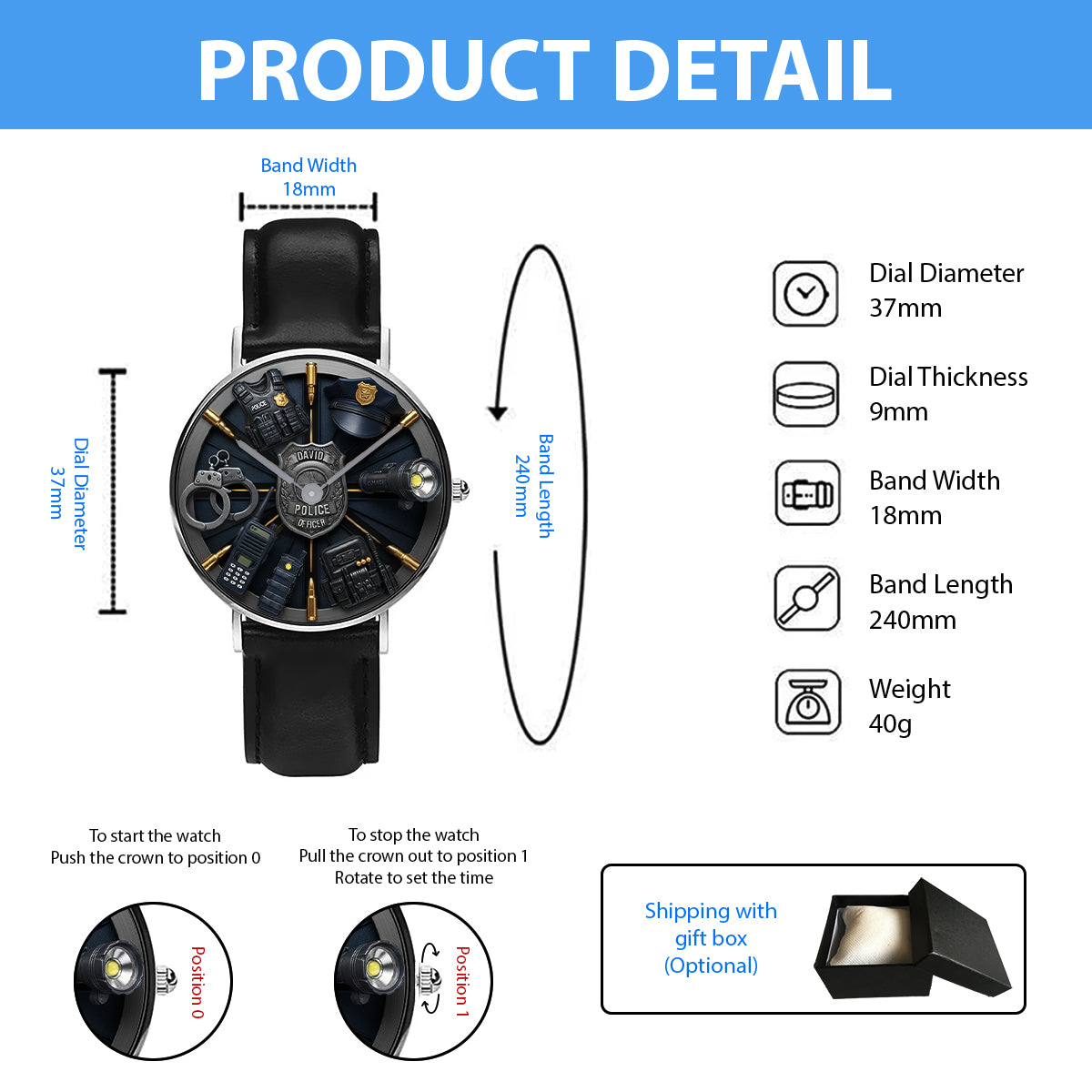 Serve And Protect - Personalized Police Officer Hand Watch