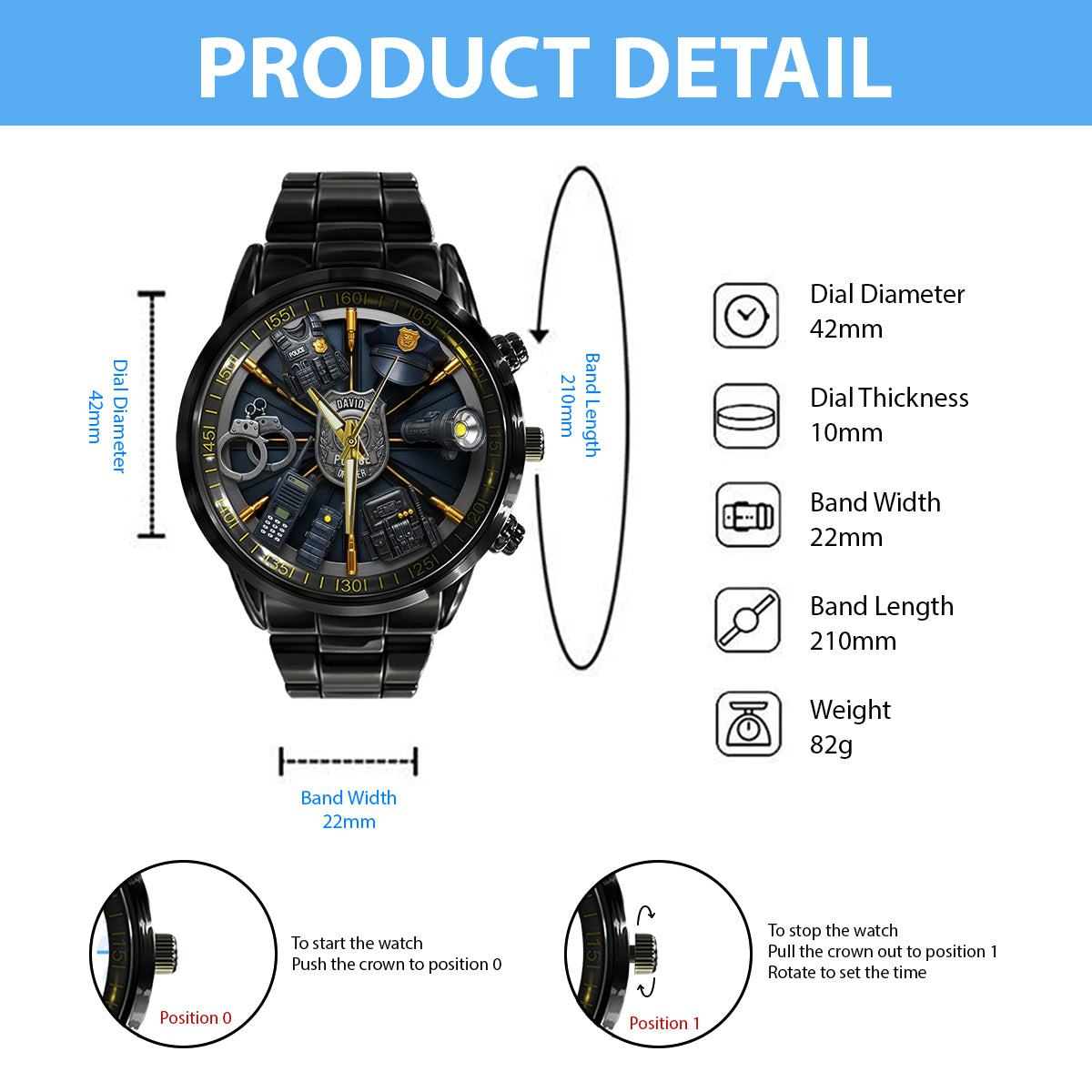 Serve And Protect - Personalized Police Officer Hand Watch