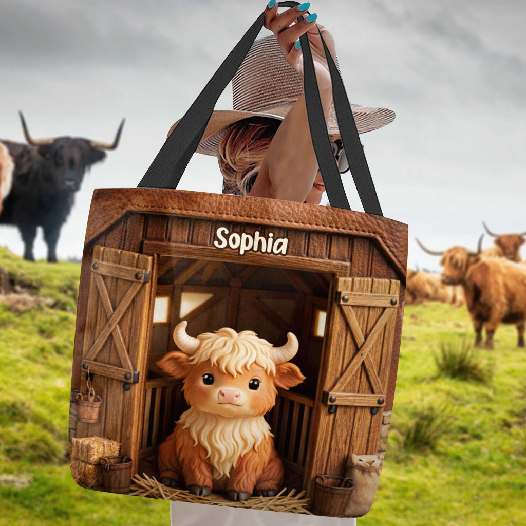 Cute Cow - Personalized Highland Cow Tote Bag