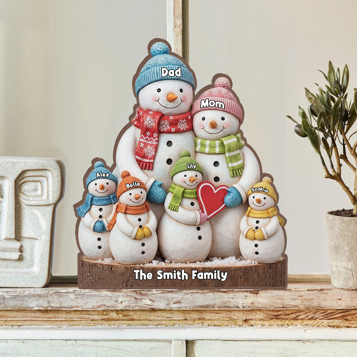 Merry Christmas - Personalized Family Custom Shaped Wood Plaque