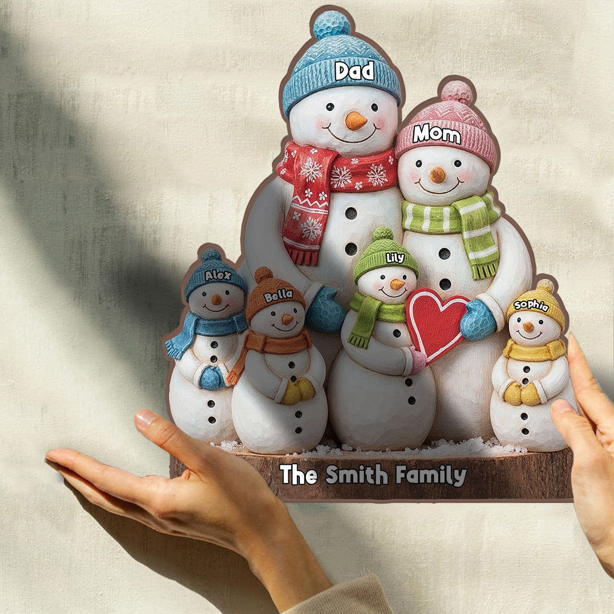 Merry Christmas - Personalized Family Custom Shaped Wood Plaque