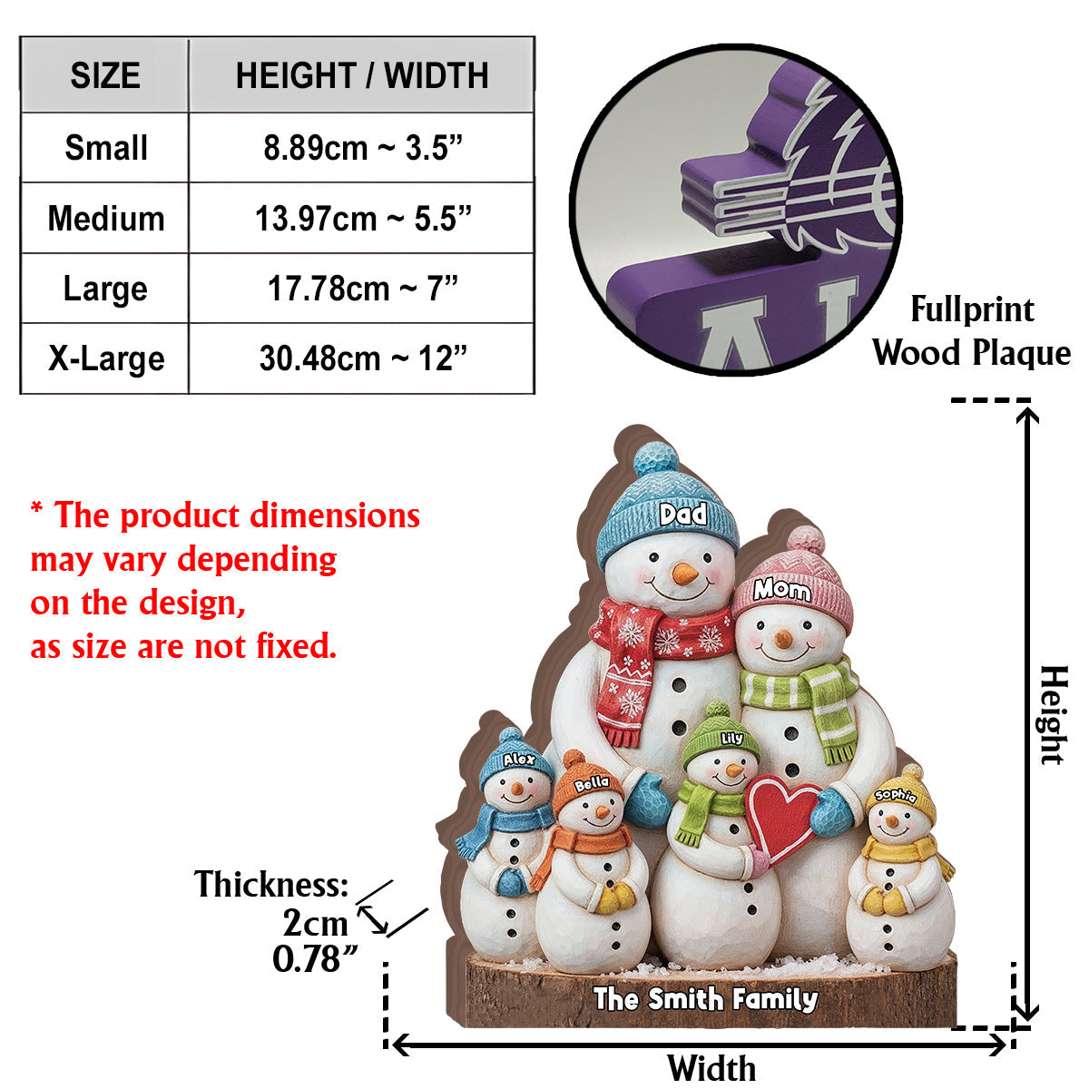 Merry Christmas - Personalized Family Custom Shaped Wood Plaque