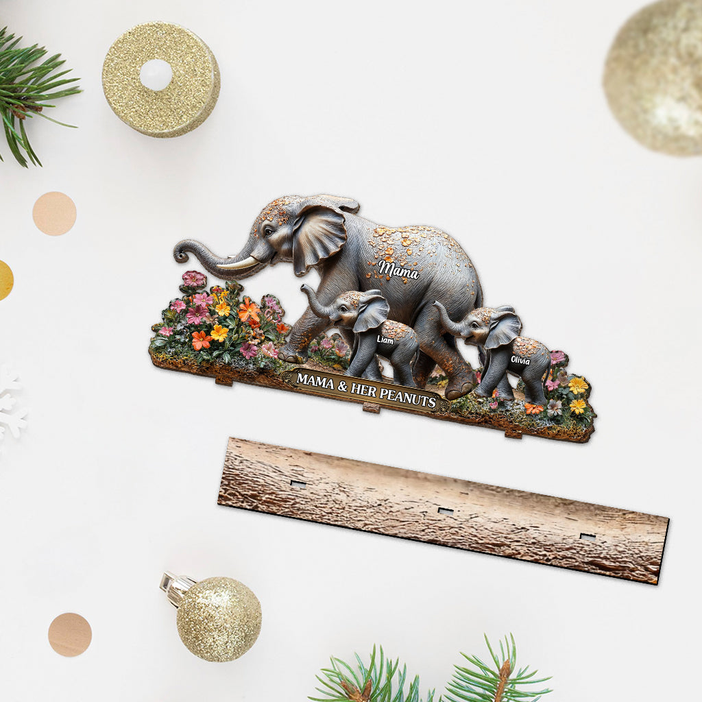 Mama And Her Peanuts - Personalized Elephant 1 Layered Big Freestanding