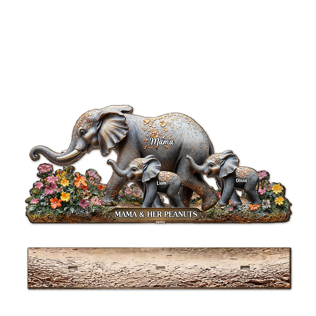 Mama And Her Peanuts - Personalized Elephant 1 Layered Big Freestanding