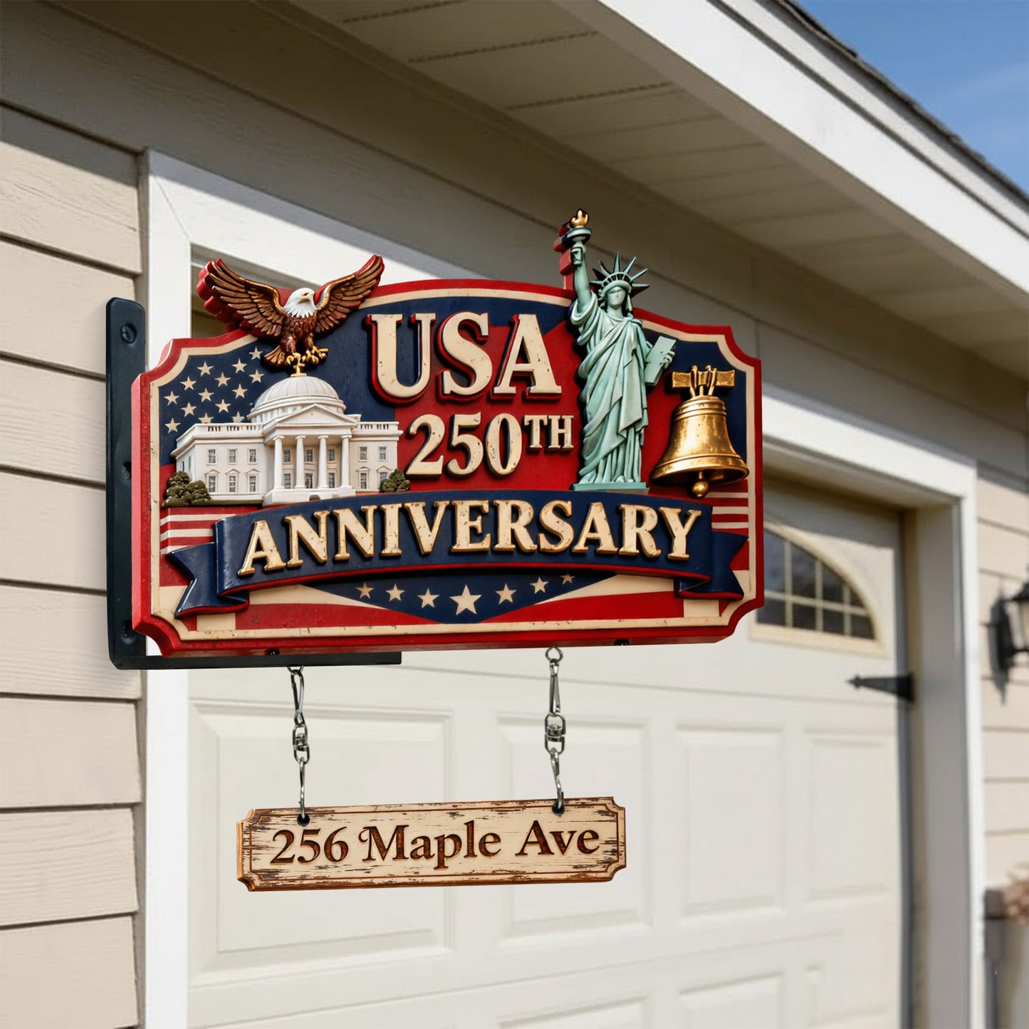 Happy 250 Anniversary Of USA - Personalized Patriot Wooden Wall Mount Sign