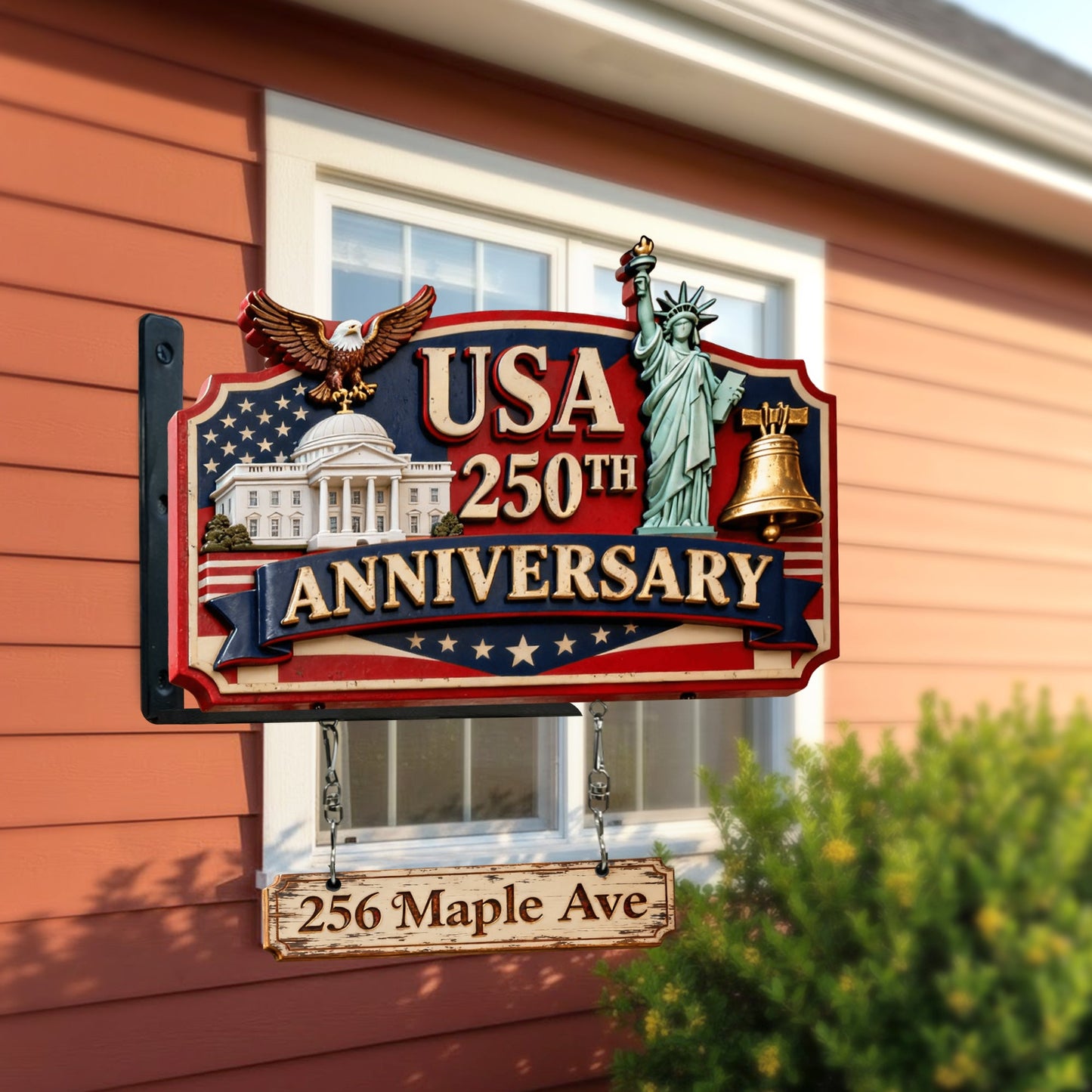 Happy 250 Anniversary Of USA - Personalized Patriot Wooden Wall Mount Sign