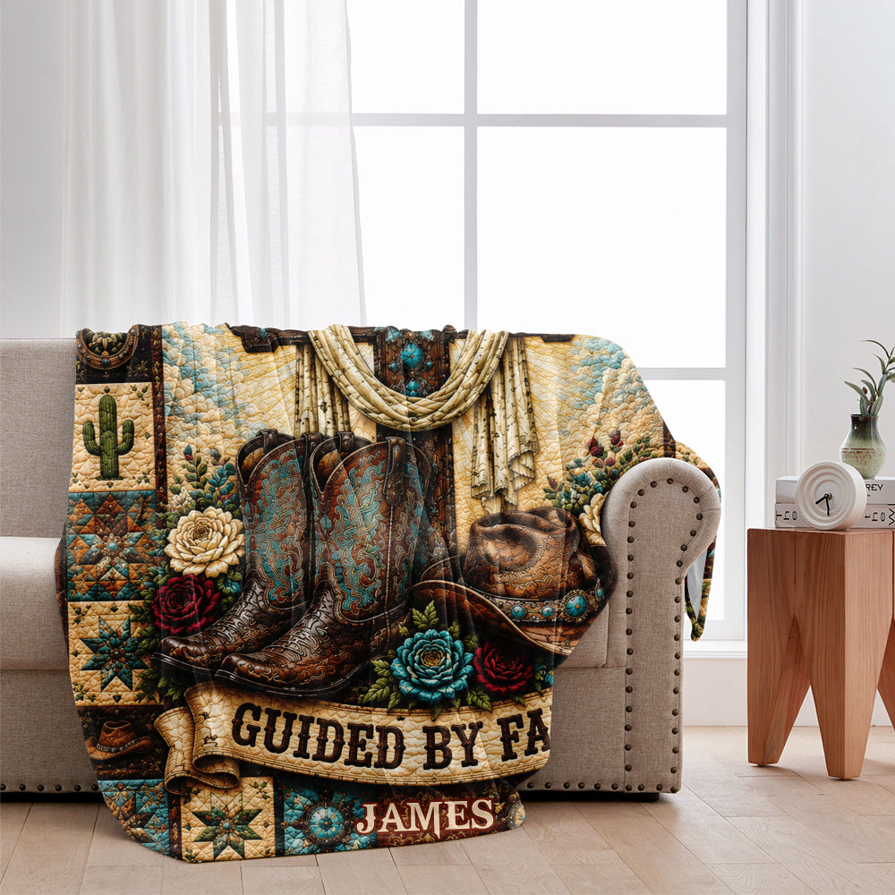Guided By Faith, Western Theme - Personalized Western Outfit Blanket