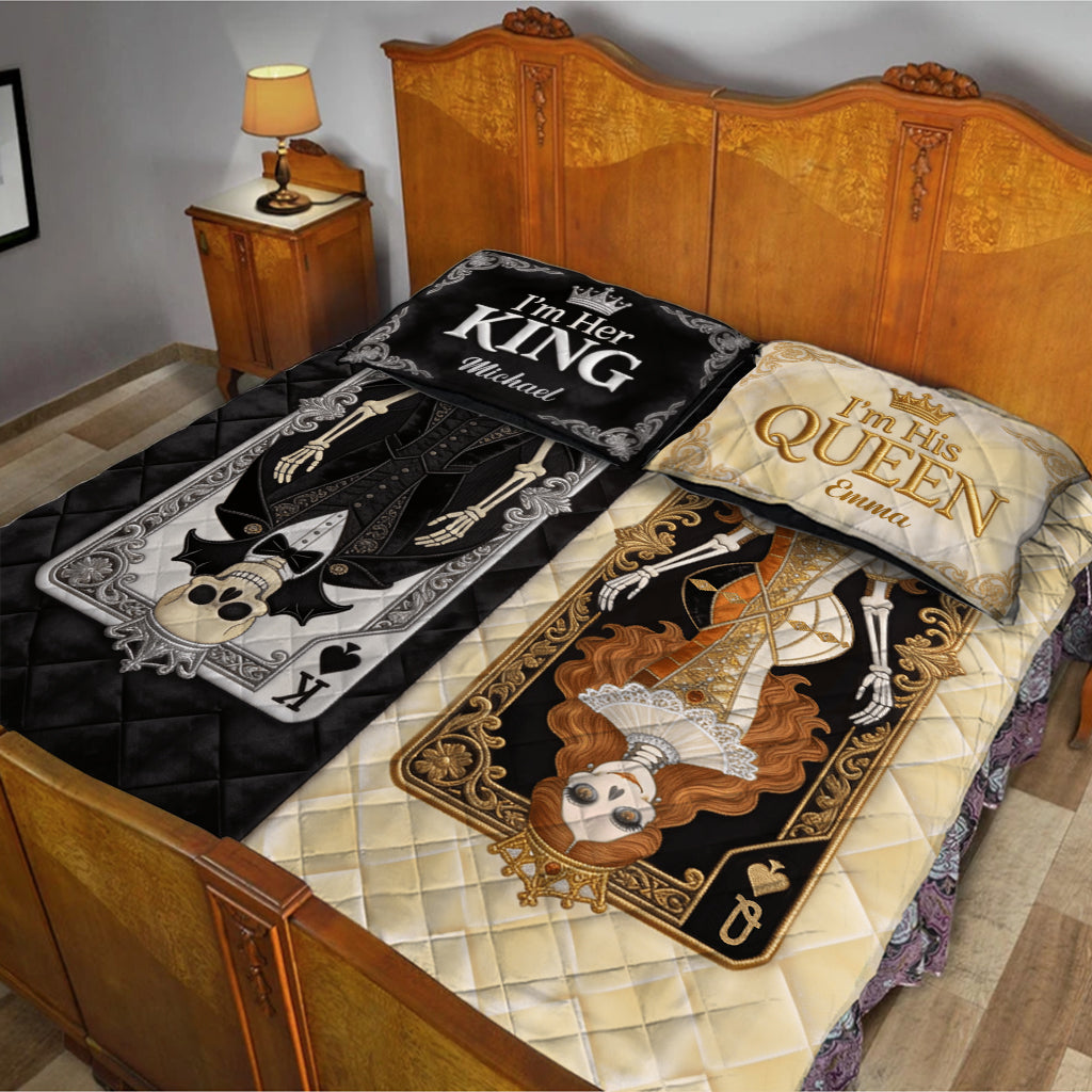 Her King His Queen - Personalized Skull Quilt Set