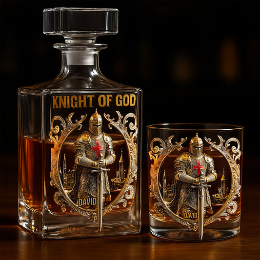 Knight Of God - Personalized Christian Whiskey Decanter Set